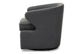 Baxton Studio Finley Mid-century Modern Grey Fabric Upholstered Swivel Armchair