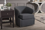 Baxton Studio Finley Mid-century Modern Grey Fabric Upholstered Swivel Armchair