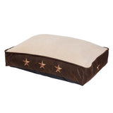 HiEnd Accents Embroidered Star Dog Bed DB2010 Tan, Brown Cover: 90% polyester, 10% cotton; Fill: 100% polyester; Liner: 100% polyester 23x34x6