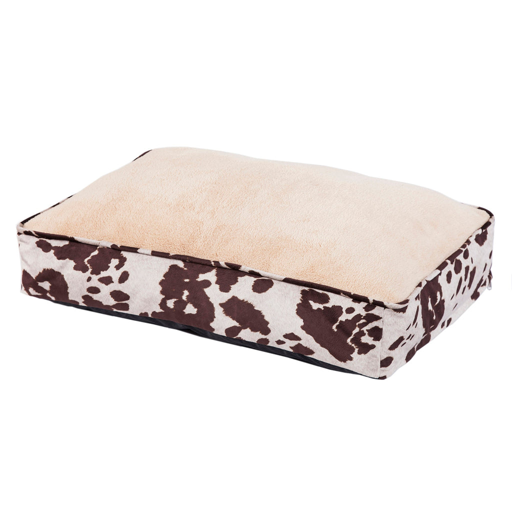 HiEnd Accents Faux Cowhide Dog Bed DB3067 Multi Color Cover: 90% polyester, 10% cotton; Fill: 100% polyester; Liner: 100% polyester 34x23x6