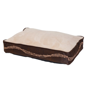 HiEnd Accents Barbwire Embroidered Dog Bed DB3190 Brown, Cream Cover: 90% polyester, 10% cotton; Fill: 100% polyester; Liner: 100% polyester. 34x23x6