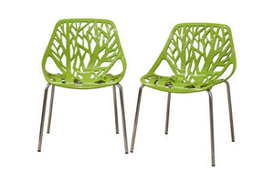 Baxton Studio Modern Birch Sapling Green Finished Plastic Dining Chair (Set of 2)