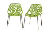 Modern Birch Sapling Green Finished Plastic Dining Chair (Set of 2)