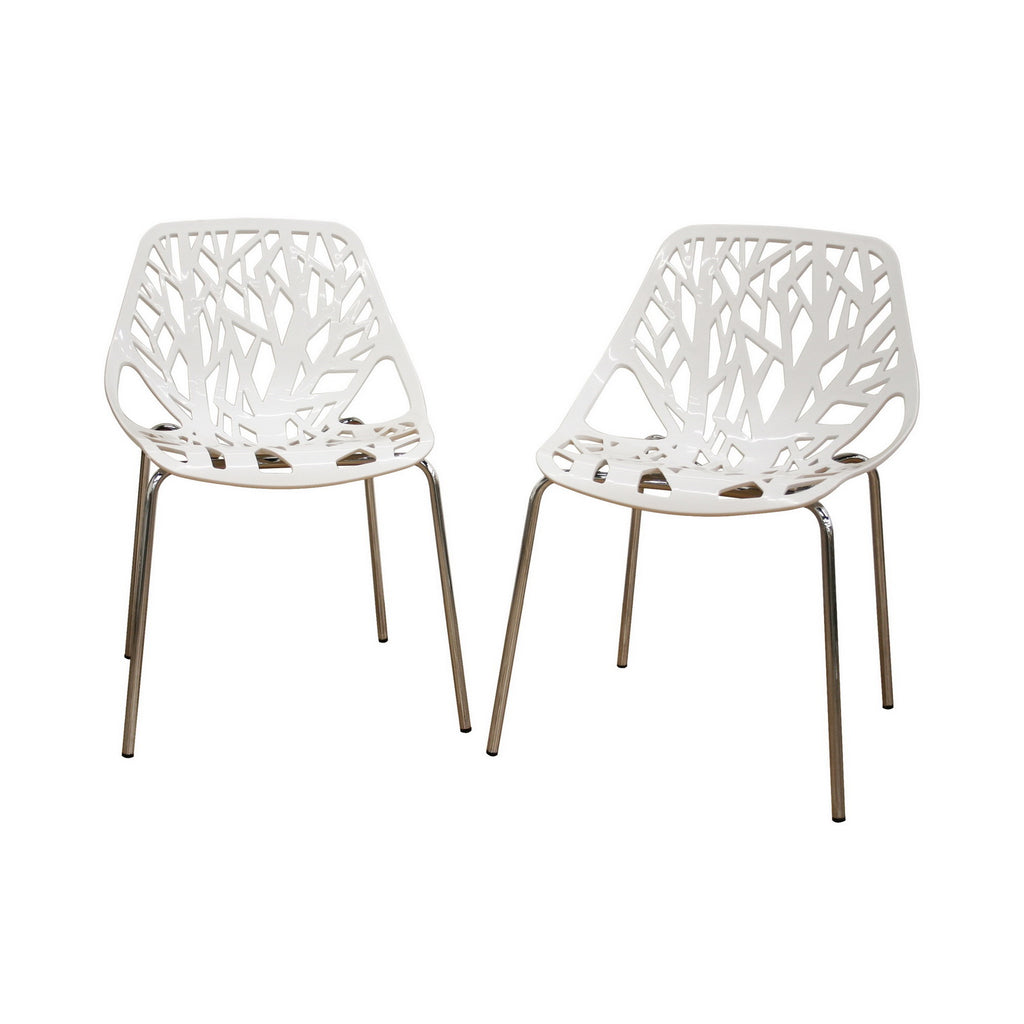Baxton Studio Modern Birch Sapling White Finished Plastic Dining Chair (Set of 2)