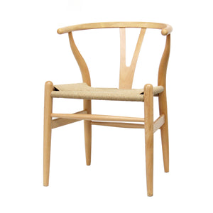 Baxton Studio Mid-Century Modern Wishbone Chair - Natural Wood Y Chair (Set of 2)