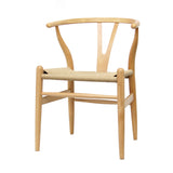 Mid-Century Modern Wishbone Chair - Natural Wood Y Chair (Set of 2)