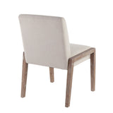 Carmen Contemporary Chair in White Washed Wood and Beige Fabric by LumiSource - Set of 2