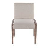 Carmen Contemporary Chair in White Washed Wood and Beige Fabric by LumiSource - Set of 2