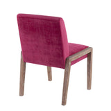 Carmen Contemporary Chair in White Washed Wood and Crushed Hot Pink Velvet by LumiSource - Set of 2