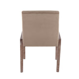 Carmen Contemporary Chair in White Washed Wood and Crushed Light Brown Velvet by LumiSource - Set of 2