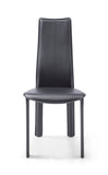 Allison Dining Chair Black Hard Leather Matching Stitching - set of 4