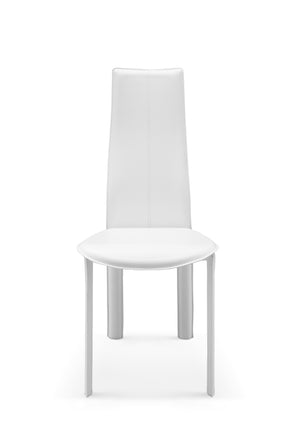 Allison Dining Chair White Hard Leather Matching Stitching