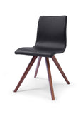 Olga Dining Chair Black Faux Leather Natural Walnut Solid Wood Legs