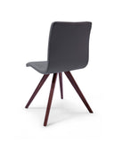 Olga Dining Chair Gray Faux Leather Natural Walnut Solid Wood Legs