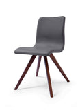 Olga Dining Chair Gray Faux Leather Natural Walnut Solid Wood Legs