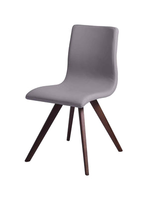 Olga Dining Chair Taupe Faux Leather Natural Walnut Solid Wood Legs