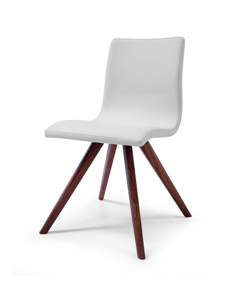 Olga Dining Chair White Faux Leather Natural Walnut Solid Wood Legs