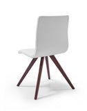 Olga Dining Chair White Faux Leather Natural Walnut Solid Wood Legs