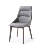 Siena Dining Chair Grey Faux Leather Solid Wood Legs Grey Veneer