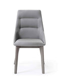 Siena Dining Chair Grey Faux Leather Solid Wood Legs Grey Veneer