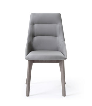 Siena Dining Chair Grey Faux Leather Solid Wood Legs Grey Veneer