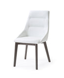 Siena Dining Chair White Faux Leather Solid Wood Legs Grey Veneer