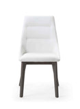 Siena Dining Chair White Faux Leather Solid Wood Legs Grey Veneer