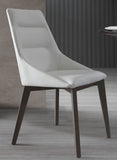 Siena Dining Chair White Faux Leather Solid Wood Legs Grey Veneer