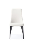 Luca Dining Chair White Faux Leather, Powder Coated Metal In Matt Black Color