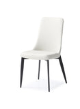 Luca Dining Chair White Faux Leather, Powder Coated Metal In Matt Black Color