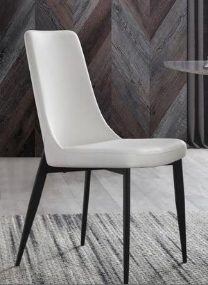 Luca Dining Chair White Faux Leather, Powder Coated Metal In Matt Black Color