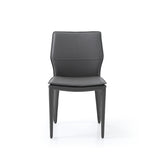 Miranda Dining Chair Dark Grey Faux Leather, Steel Legs Fully Covered With Dark Grey Faux Leather.