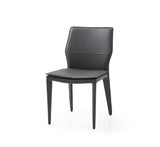 Miranda Dining Chair Dark Grey Faux Leather, Steel Legs Fully Covered With Dark Grey Faux Leather.