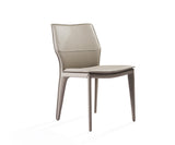 Miranda Dining Chair Light Grey Faux Leather, Steel Legs Fully Covered With Light Grey Faux Leat...