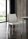 Miranda Dining Chair Light Grey Faux Leather, Steel Legs Fully Covered With Light Grey Faux Leat...