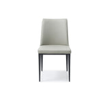 Carrie Dining Chair Light Grey Faux Leather And Steel Sanded Black Coated Base Frame