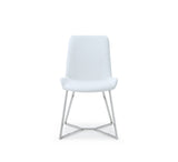 Aileen Dining Chair White Faux Leather With Polished Stainless Steel Base