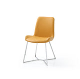 Aileen Dining Chair Yellow Faux Leather With Polished Stainless Steel Base