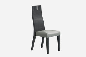 Los Angeles Dining Chair High Gloss Grey, Greay Faux Leather Seat.