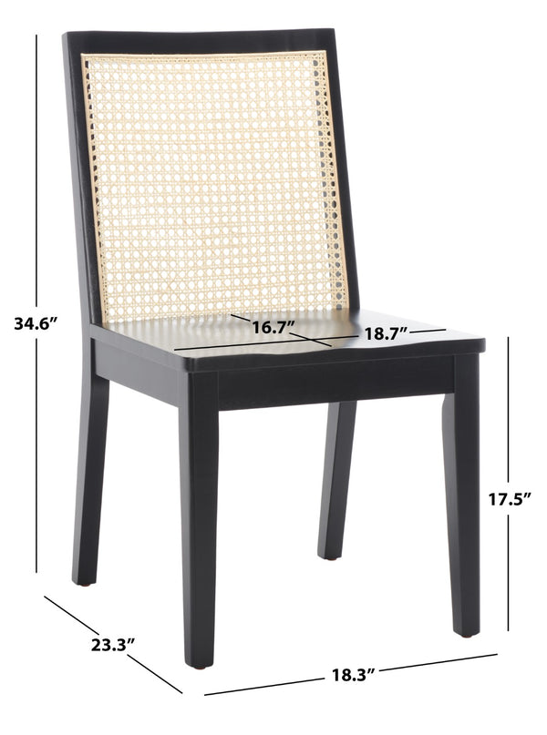 Safavieh Levy Dining Chair - Set of 2 Black / Natural  Wood DCH1011B-SET2