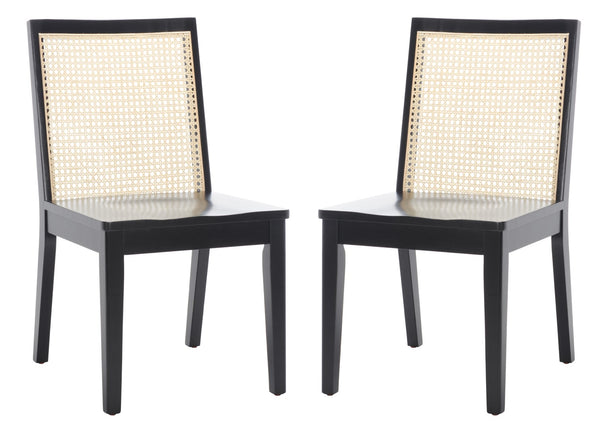 Safavieh Levy Dining Chair - Set of 2 Black / Natural  Wood DCH1011B-SET2