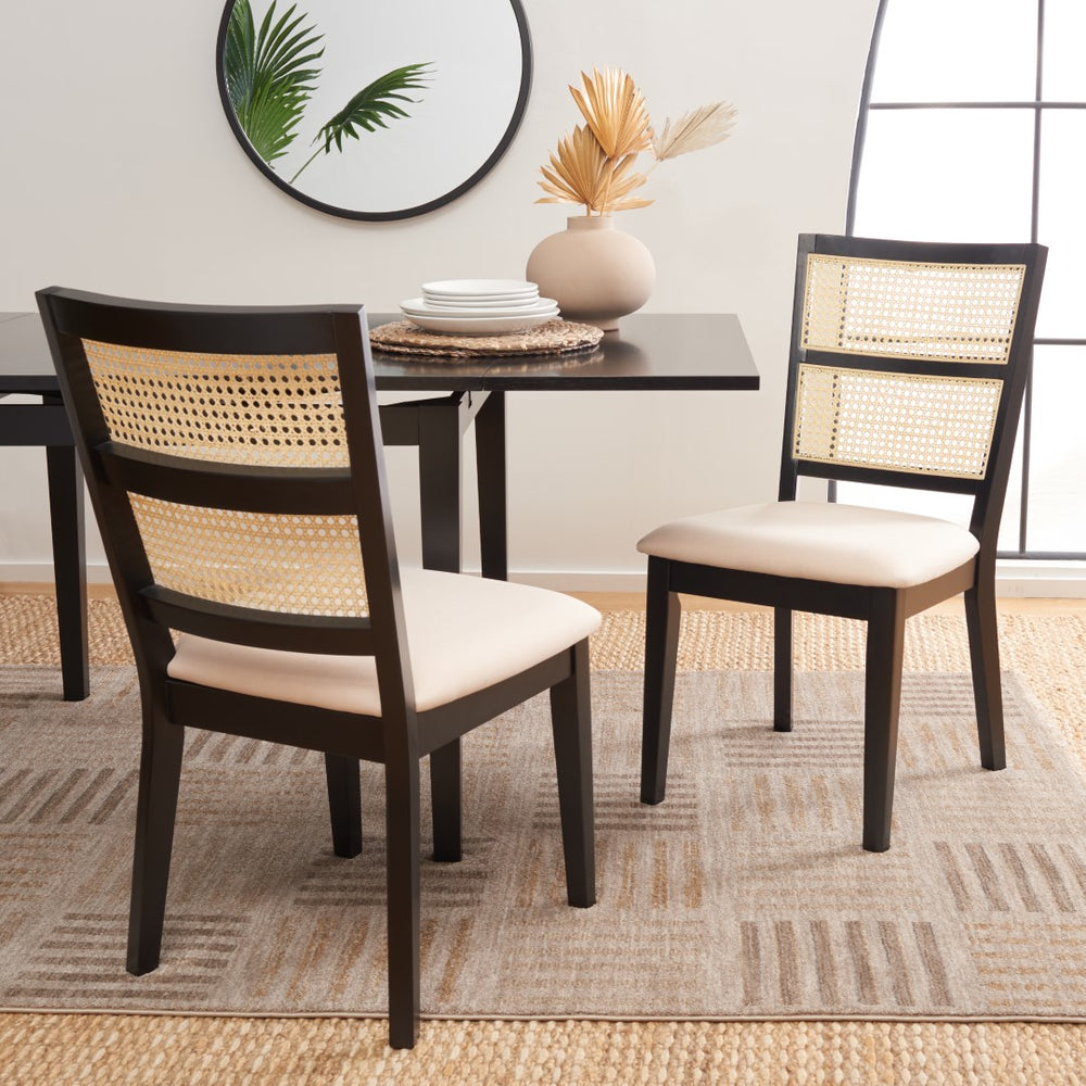 Safavieh Toril Dining Chair - Set of 2 Black / White / Natural Wood DCH1013B-SET2