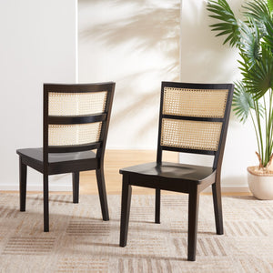 Safavieh Toril Dining Chair - Set of 2 Black / Natural  Wood DCH1013D-SET2