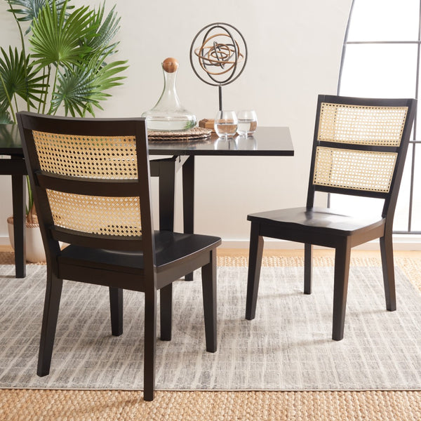 Safavieh Toril Dining Chair - Set of 2 Black / Natural  Wood DCH1013D-SET2