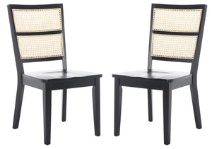 Safavieh Toril Dining Chair - Set of 2 Black / Natural  Wood DCH1013D-SET2