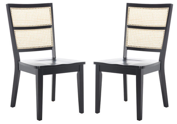 Safavieh Toril Dining Chair - Set of 2 Black / Natural  Wood DCH1013D-SET2
