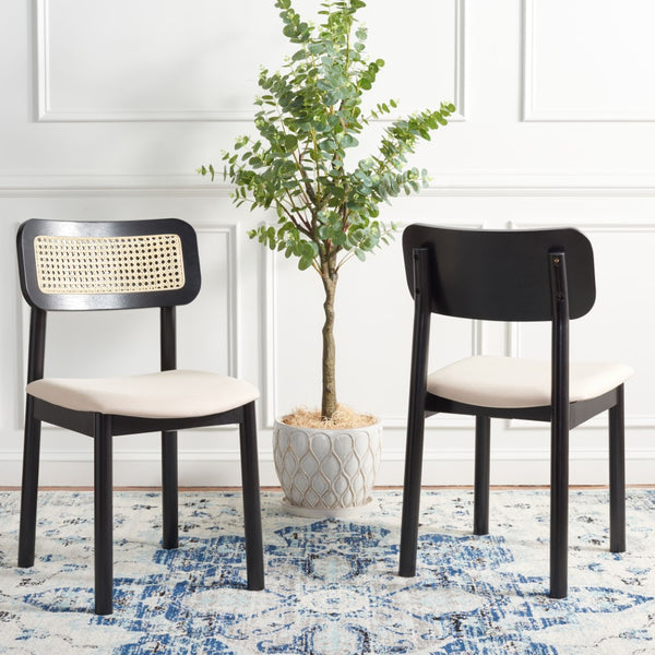 Safavieh Egon Dining Chair - Set of 2 Black / White  Wood DCH1014A-SET2