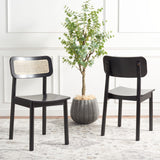 Safavieh Egon Dining Chair - Set of 2 Black  / Natural  Wood DCH1014B-SET2