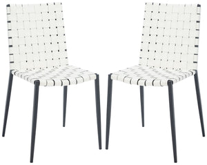 Rayne Woven Dining Chair White / Silver Metal DCH3006C-SET2
