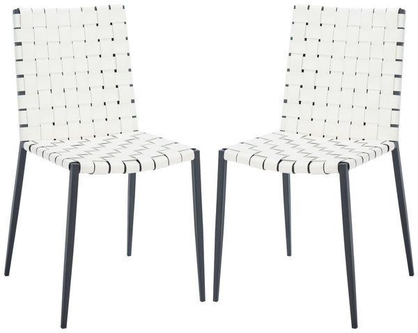 Rayne Woven Dining Chair White / Silver Metal DCH3006C-SET2